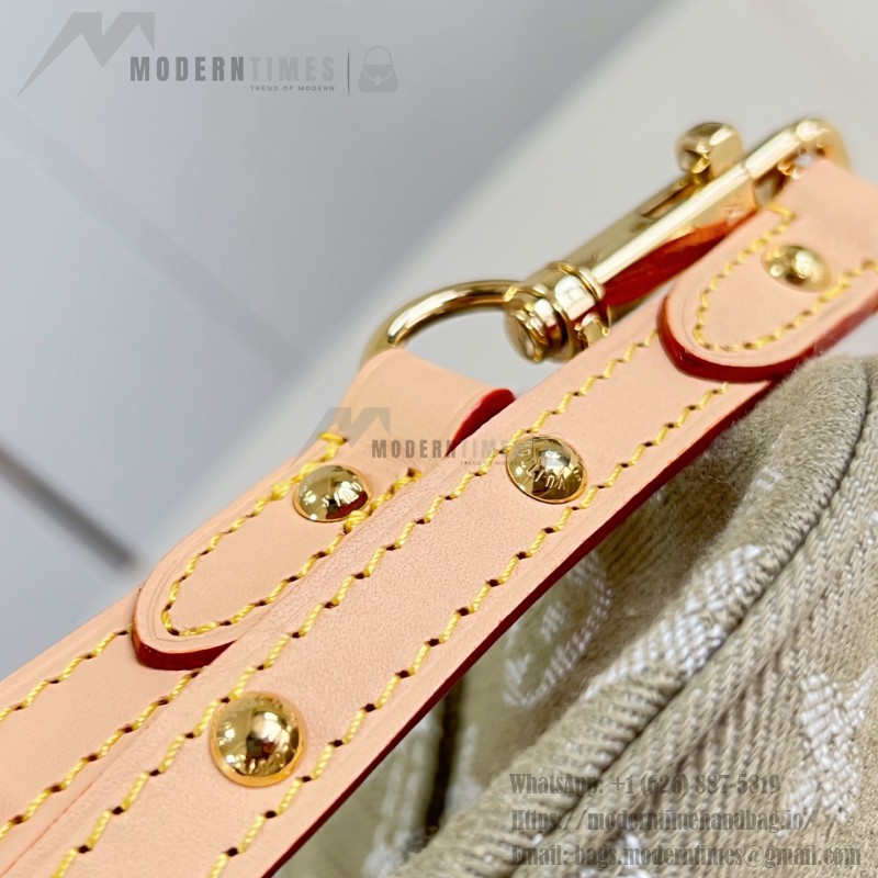 Louis Vuitton Rendez-Vous Sunset denim handbag M27210 with metal hardware buckle detail and interior flat pocket