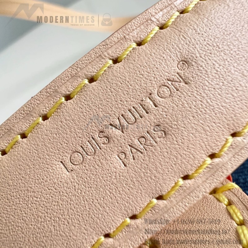Louis Vuitton Nano Diane denim handbag M27700 with cowhide leather trim metal hardware and removable shoulder strap
