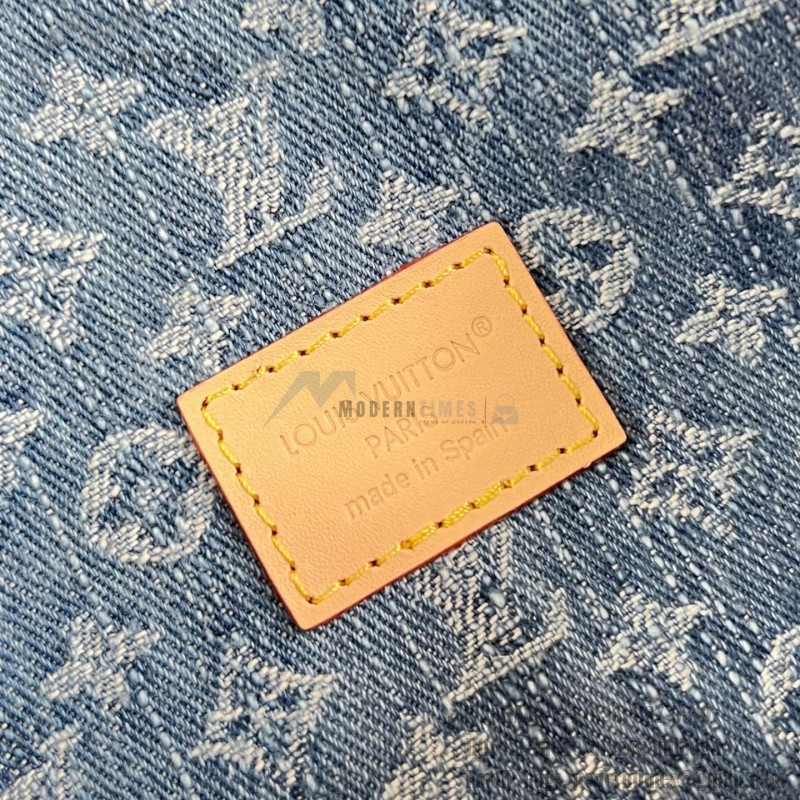 Louis Vuitton Nano Diane denim handbag M27700 with cowhide leather trim metal hardware and removable shoulder strap