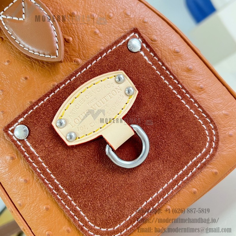 Louis Vuitton Speedy P9 Bandoulière 25 Monogram leather handbag N89119 with polished metal hardware and lambskin lining