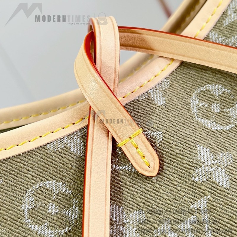 Louis Vuitton CarryAll Cargo PM Denim Rendez-Vous handbag in blue and military green denim with leather trim and luggage tag