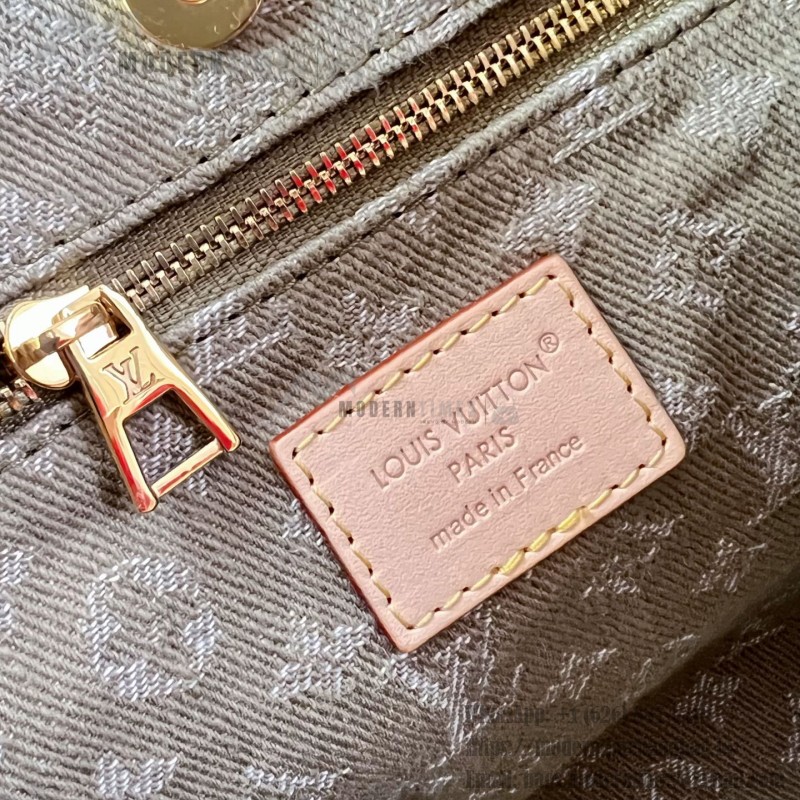 Louis Vuitton CarryAll Cargo PM Denim Rendez-Vous handbag in blue and military green denim with leather trim and luggage tag