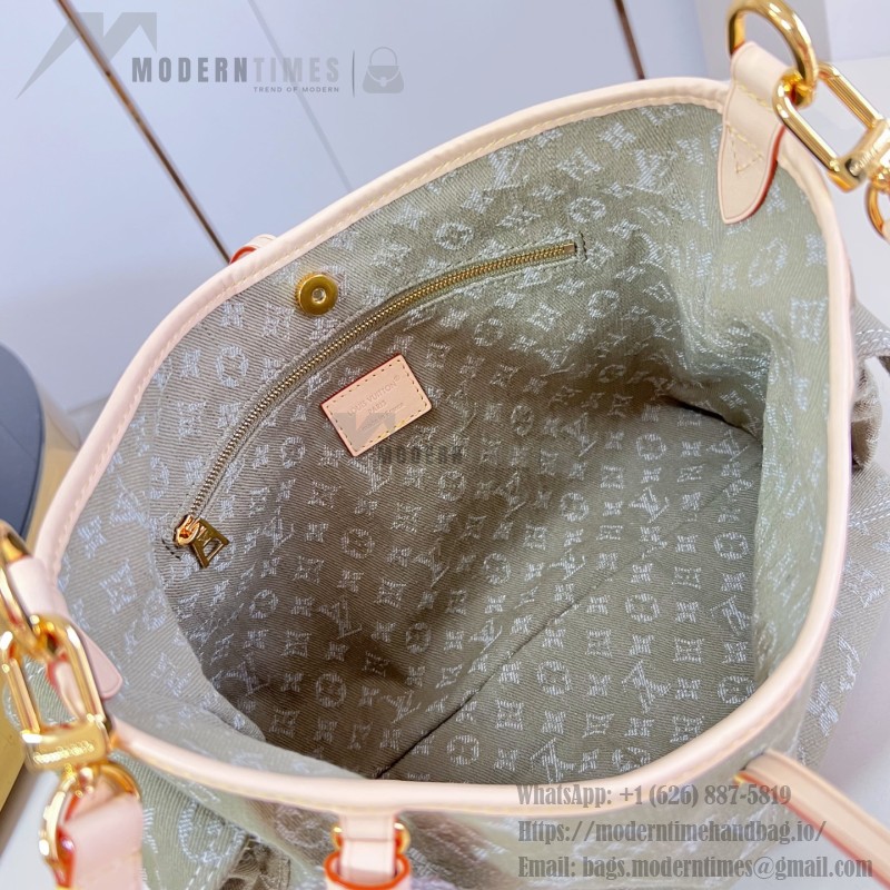 Louis Vuitton CarryAll Cargo PM Denim Rendez-Vous handbag in blue and military green denim with leather trim and luggage tag
