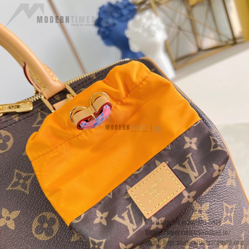 Louis Vuitton Speedy Soft 30 Paris À Vélo Monogram handbag M27512 with Nanogram shoulder strap round charm and nylon pouch
