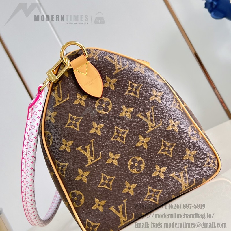 Louis Vuitton Speedy Soft 30 Paris À Vélo Monogram handbag M27512 with Nanogram shoulder strap round charm and nylon pouch