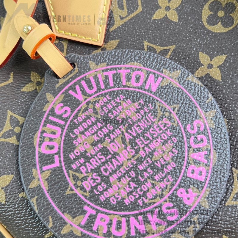 Louis Vuitton Speedy Soft 30 Paris À Vélo Monogram handbag M27512 with Nanogram shoulder strap round charm and nylon pouch