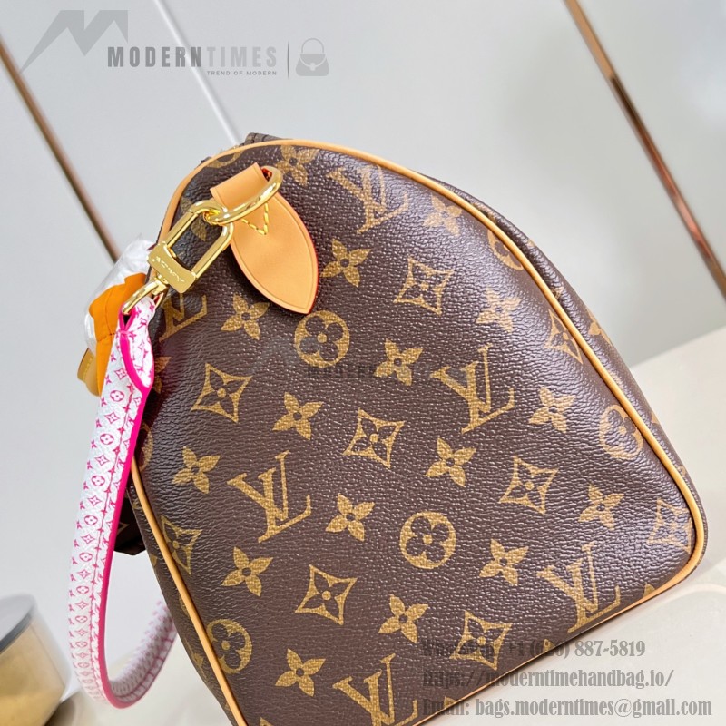 Louis Vuitton Speedy Soft 30 Paris À Vélo Monogram handbag M27512 with Nanogram shoulder strap round charm and nylon pouch