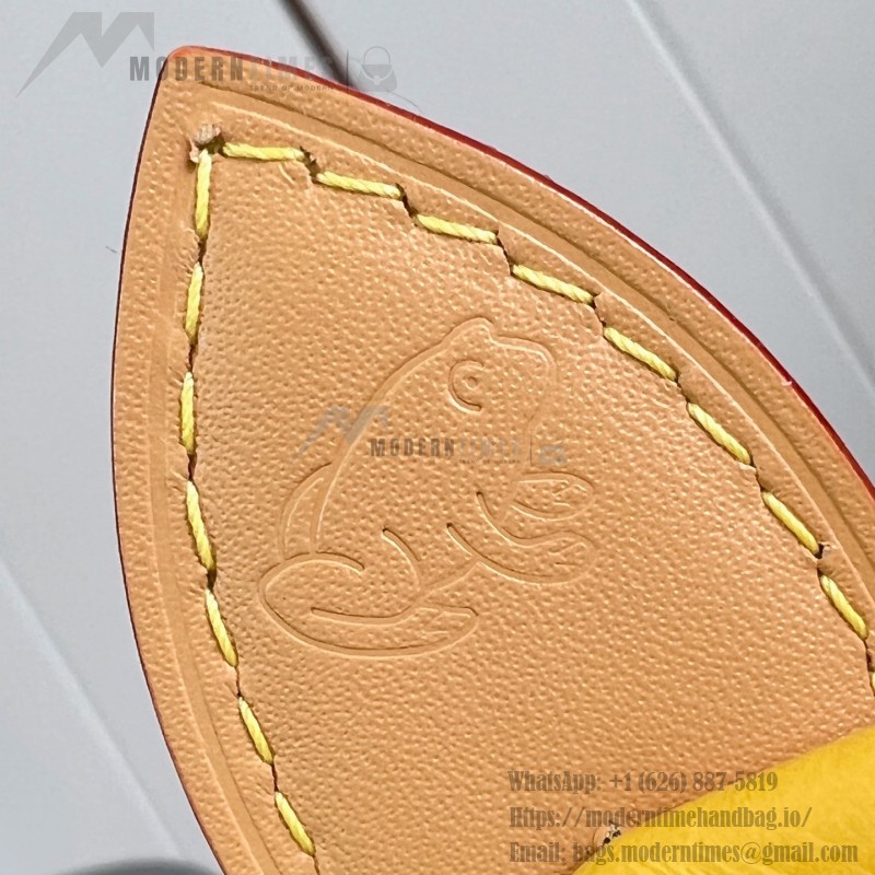 Louis Vuitton Speedy P9 Bandoulière 20 glossy cowhide leather handbag M28186 in yellow and bright red with rolled handles and adjustable shoulder strap