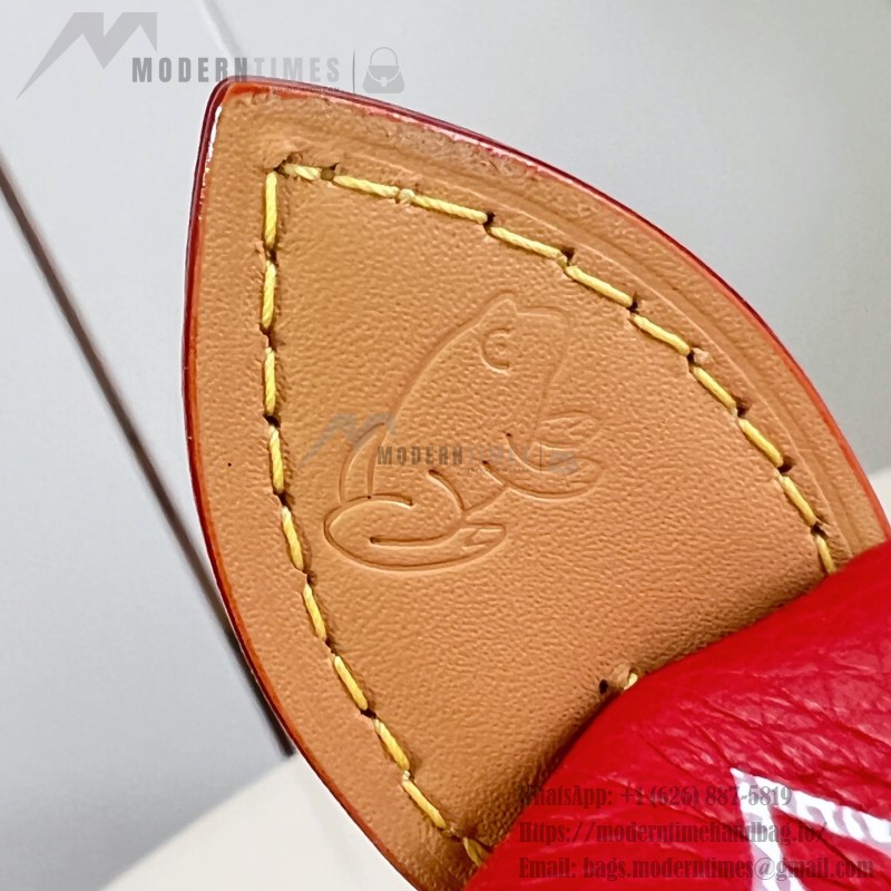 Louis Vuitton Speedy P9 Bandoulière 20 glossy cowhide leather handbag M28186 in yellow and bright red with rolled handles and adjustable shoulder strap