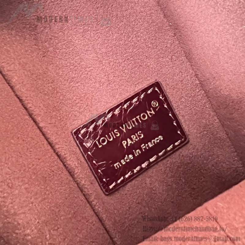 Louis Vuitton Side Trunk PM waxed calfskin leather handbag M26305 with metal studs and adjustable shoulder strap