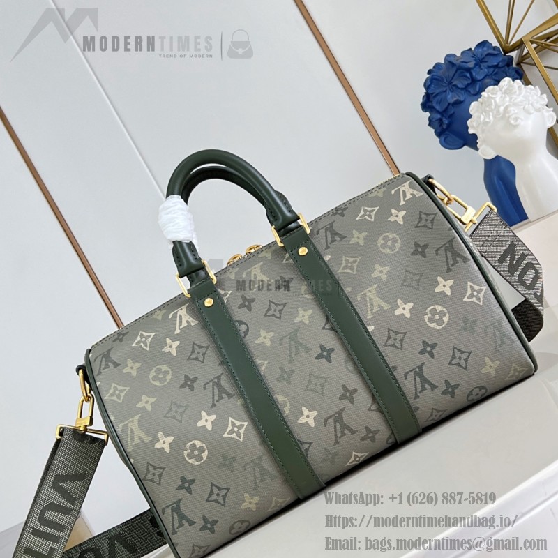 Louis Vuitton Keepall Bandoulière 35 Monogram Eclipse travel bag M27054 with leather handles and adjustable shoulder strap