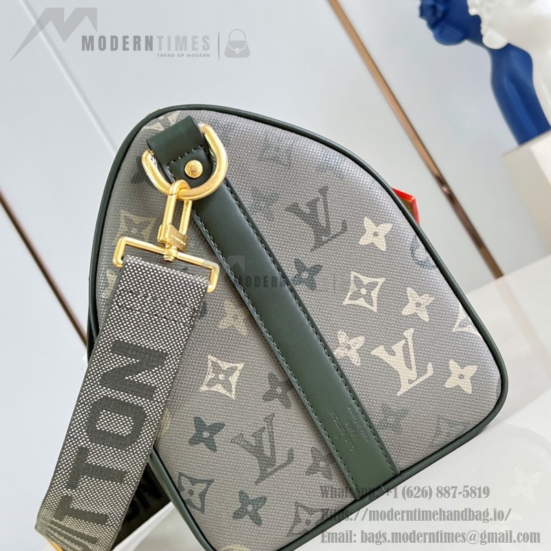 Louis Vuitton Keepall Bandoulière 35 Monogram Eclipse travel bag M27054 with leather handles and adjustable shoulder strap