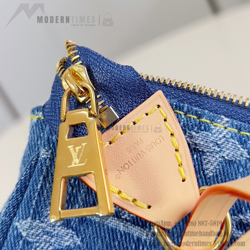 Louis Vuitton Pochette Accessories Cargo cotton handbag M27602 in blue green and pink with leather trim removable strap and front pocket