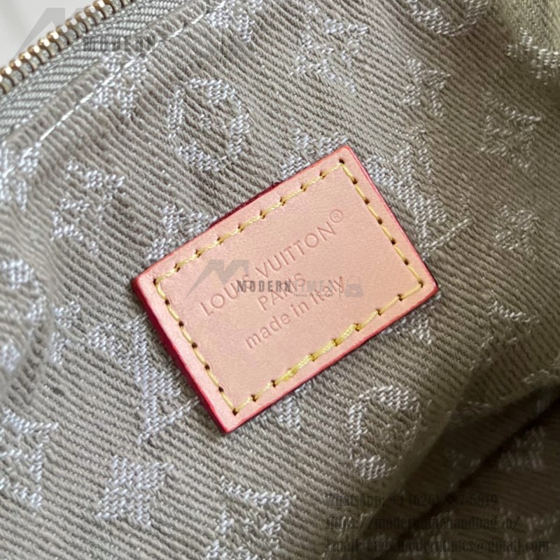 Louis Vuitton Pochette Accessories Cargo cotton handbag M27602 in blue green and pink with leather trim removable strap and front pocket