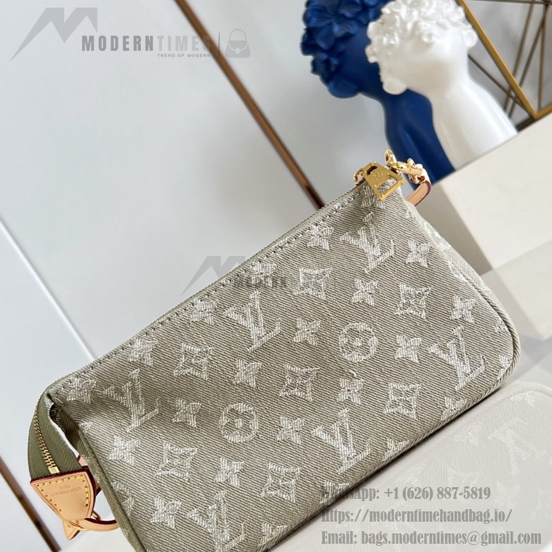 Louis Vuitton Pochette Accessories Cargo cotton handbag M27602 in blue green and pink with leather trim removable strap and front pocket