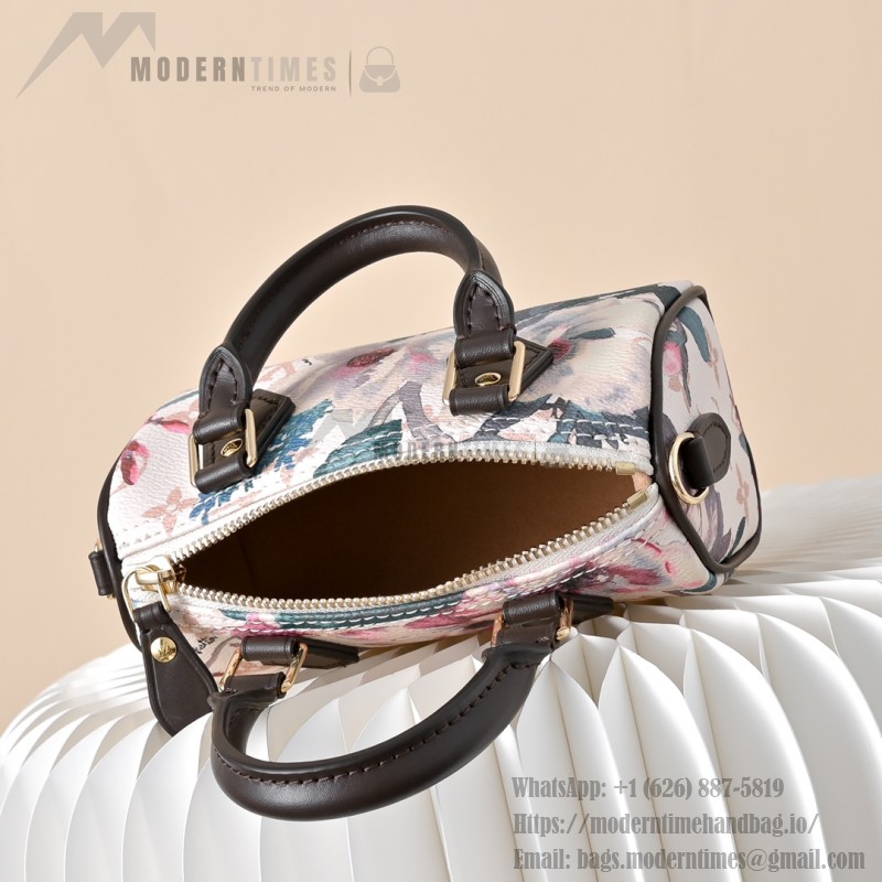  Louis Vuitton Nano Speedy M29149 Monogram Eden floral mini handbag with leather handle and shoulder strap