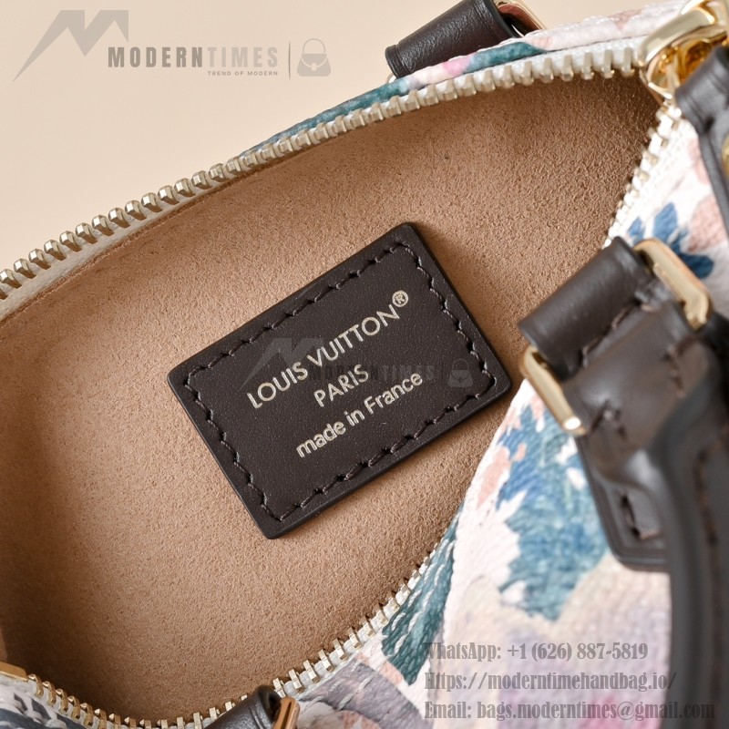  Louis Vuitton Nano Speedy M29149 Monogram Eden floral mini handbag with leather handle and shoulder strap