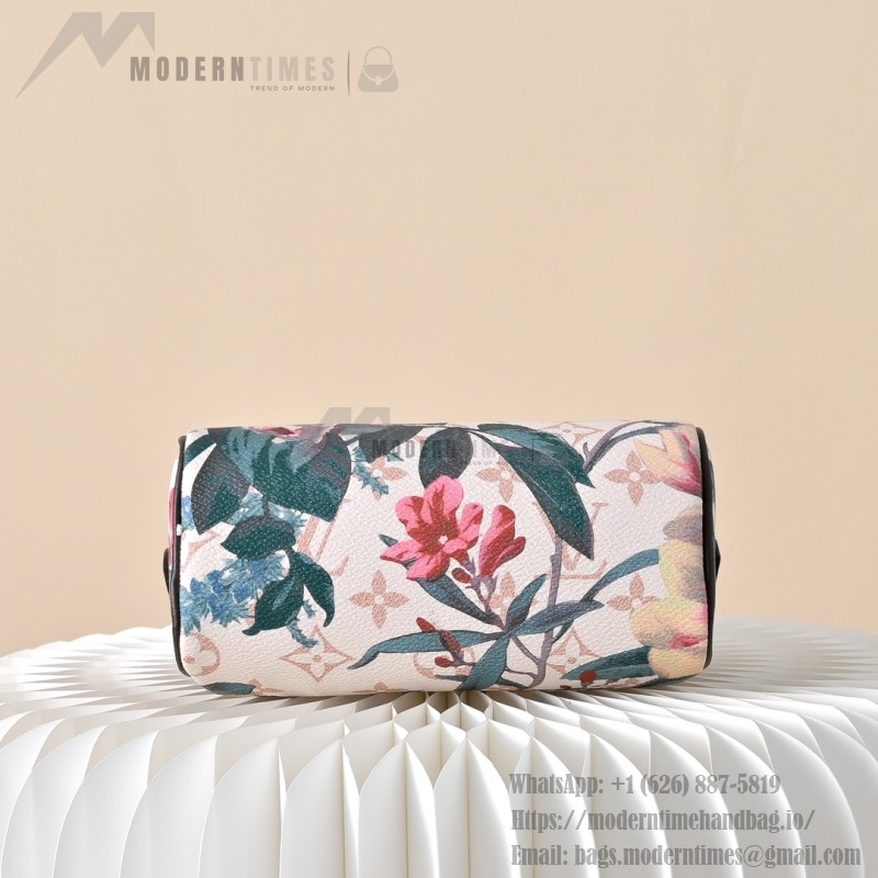  Louis Vuitton Nano Speedy M29149 Monogram Eden floral mini handbag with leather handle and shoulder strap