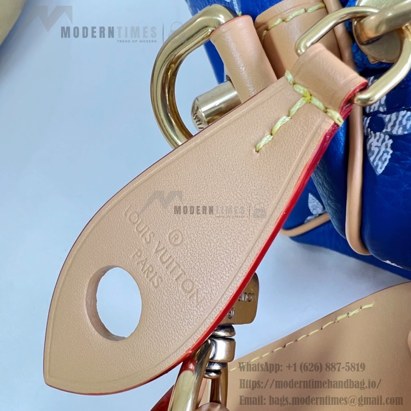  Louis Vuitton Speedy P9 Bandoulière 20 M28185 blue leather handbag with Monogram pattern and detachable strap