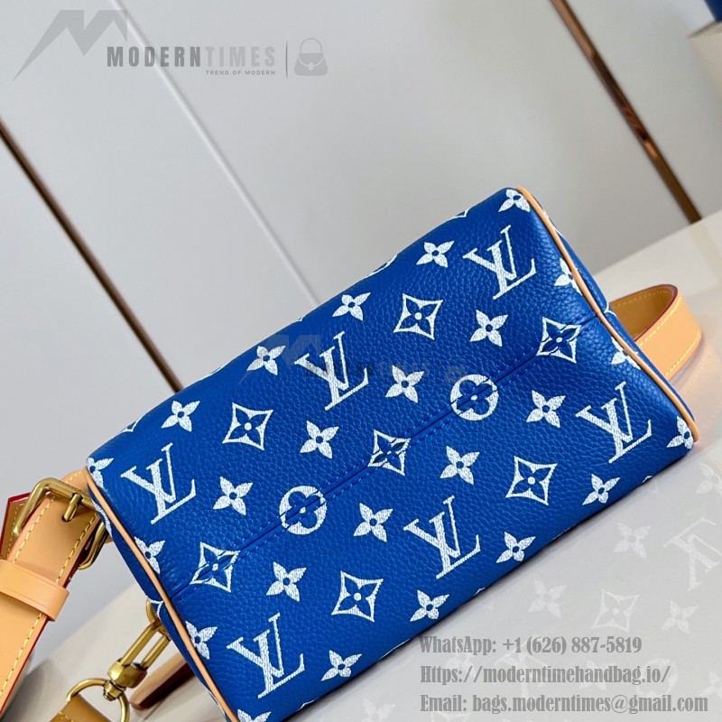  Louis Vuitton Speedy P9 Bandoulière 20 M28185 blue leather handbag with Monogram pattern and detachable strap