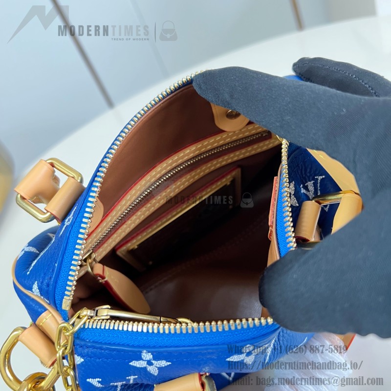  Louis Vuitton Speedy P9 Bandoulière 20 M28185 blue leather handbag with Monogram pattern and detachable strap