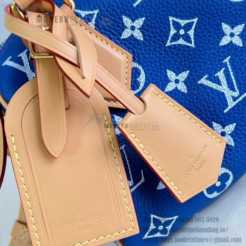  Louis Vuitton Speedy P9 Bandoulière 20 M28185 blue leather handbag with Monogram pattern and detachable strap