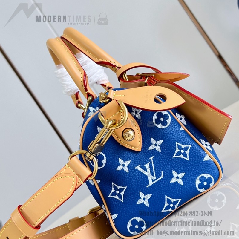  Louis Vuitton Speedy P9 Bandoulière 20 M28185 blue leather handbag with Monogram pattern and detachable strap