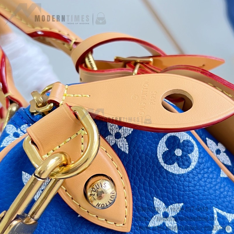  Louis Vuitton Speedy P9 Bandoulière 20 M28185 blue leather handbag with Monogram pattern and detachable strap