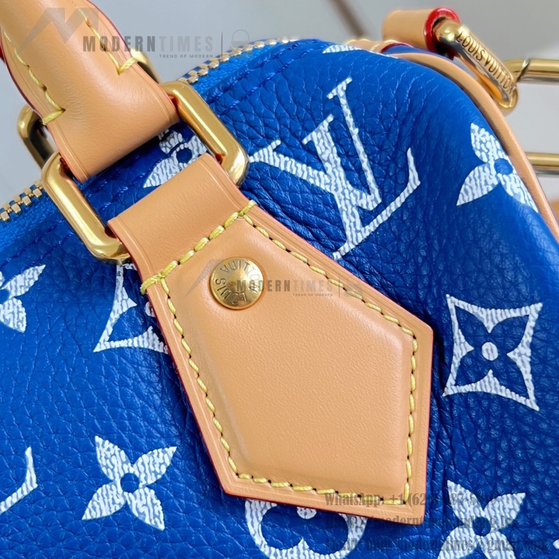  Louis Vuitton Speedy P9 Bandoulière 20 M28185 blue leather handbag with Monogram pattern and detachable strap