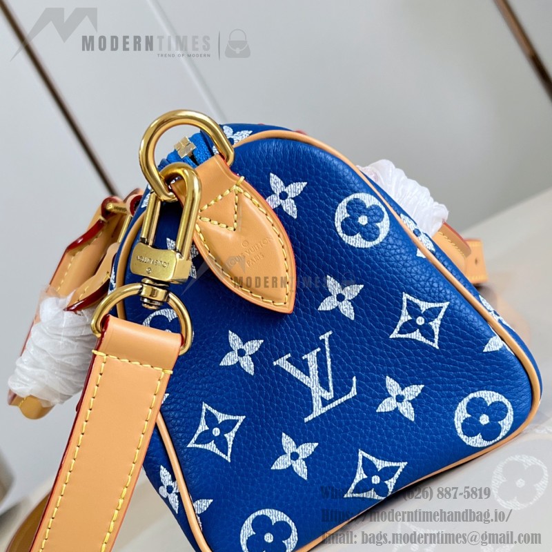  Louis Vuitton Speedy P9 Bandoulière 20 M28185 blue leather handbag with Monogram pattern and detachable strap