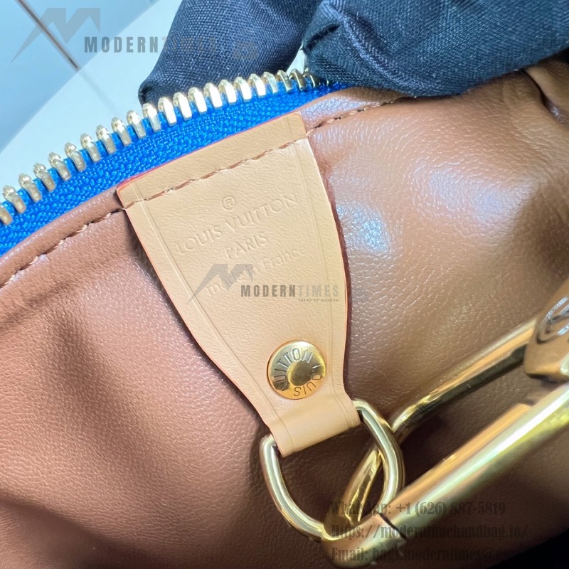  Louis Vuitton Speedy P9 Bandoulière 20 M28185 blue leather handbag with Monogram pattern and detachable strap