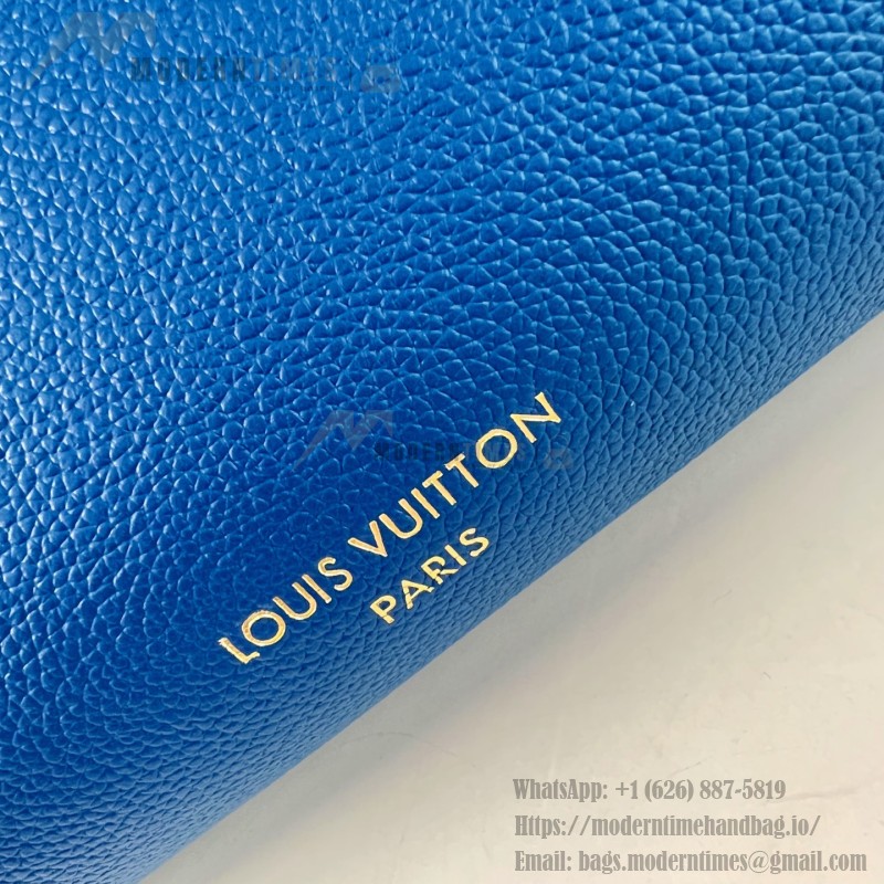 Louis Vuitton Low Key Cabas MM M25341 sky blue leather tote bag with padlock detail and adjustable handles
