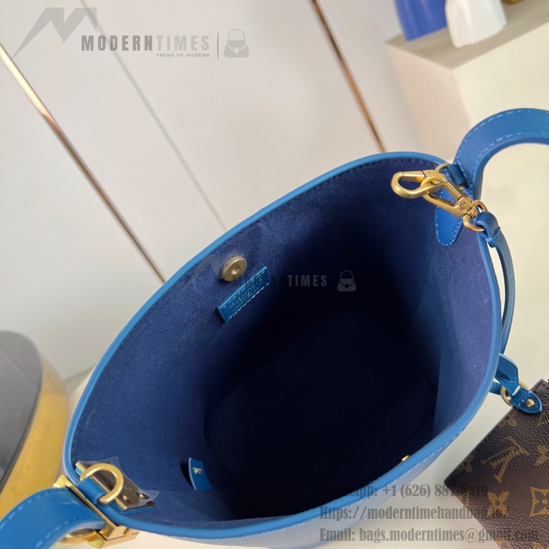 Louis Vuitton All In BB M27370 Low Key grained leather bucket bag with LV padlock and detachable Monogram pouch