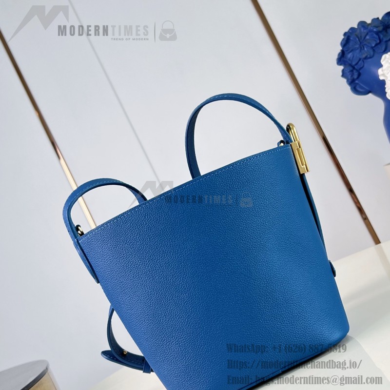 Louis Vuitton All In BB M27370 Low Key grained leather bucket bag with LV padlock and detachable Monogram pouch