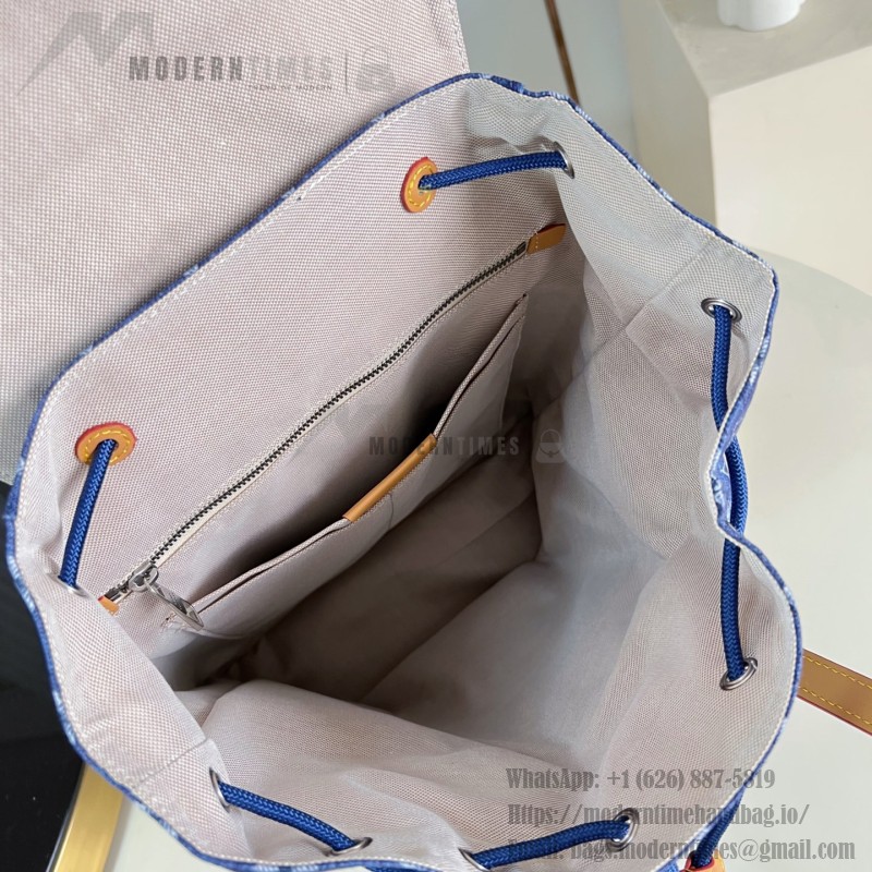 Louis Vuitton Christopher MM M27554 Monogram denim backpack with leather trim and side pockets