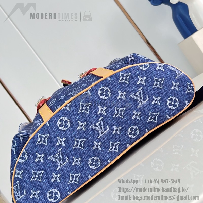 Louis Vuitton Christopher MM M27554 Monogram denim backpack with leather trim and side pockets