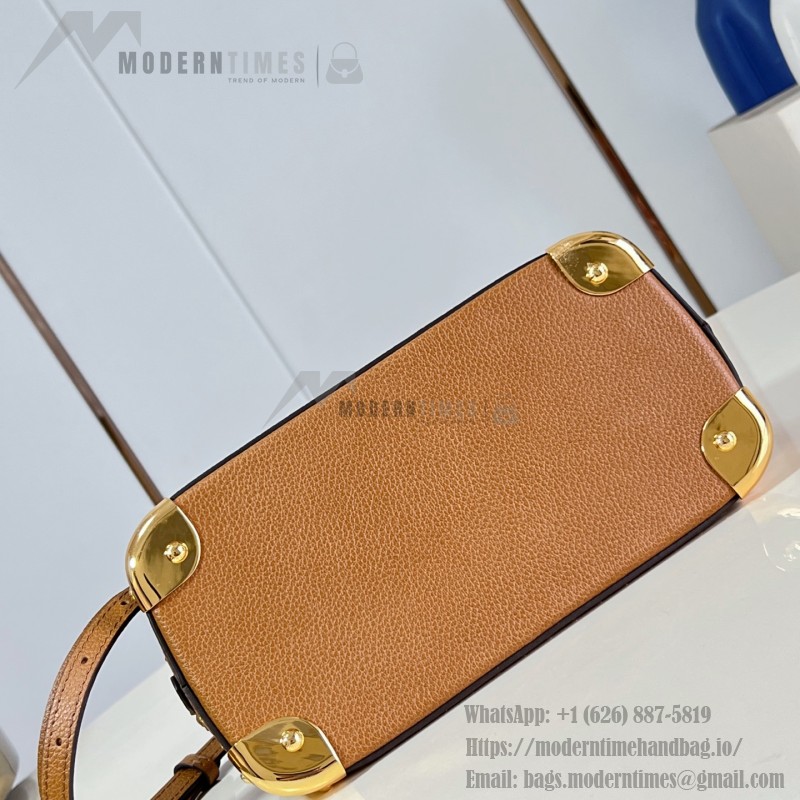 Louis Vuitton Alma Trunk BB M29445 black and M29091 brown leather handbag with padlock and chain detail