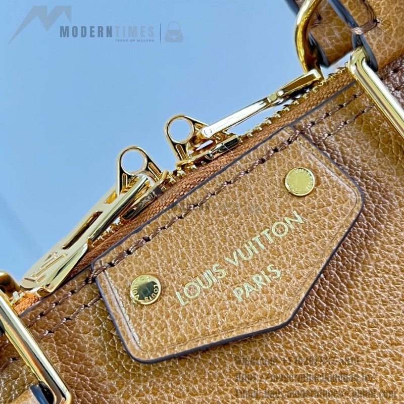 Louis Vuitton Alma Trunk BB M29445 black and M29091 brown leather handbag with padlock and chain detail