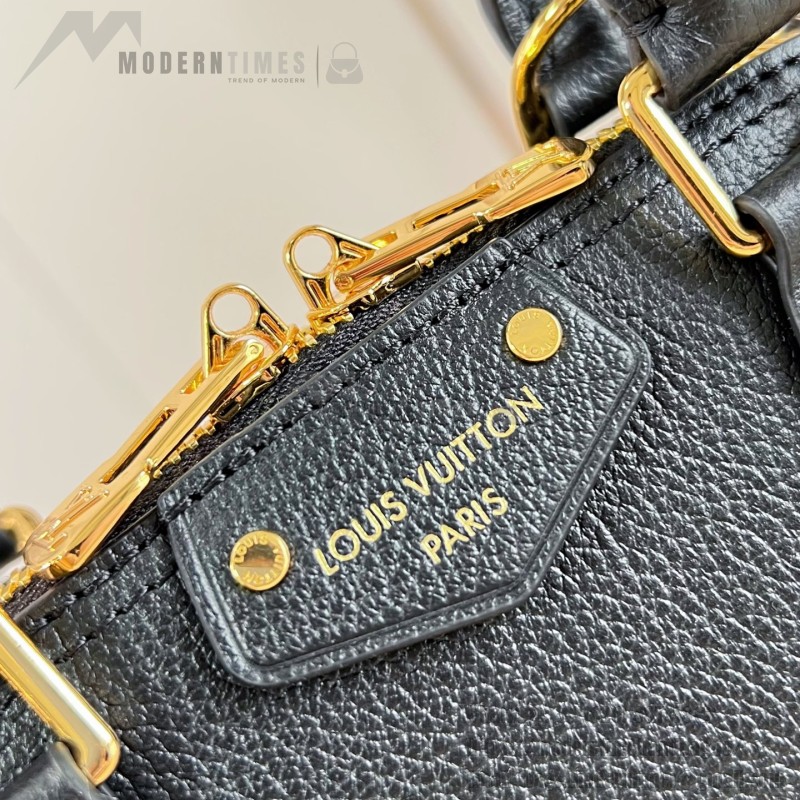 Louis Vuitton Alma Trunk BB M29445 black and M29091 brown leather handbag with padlock and chain detail