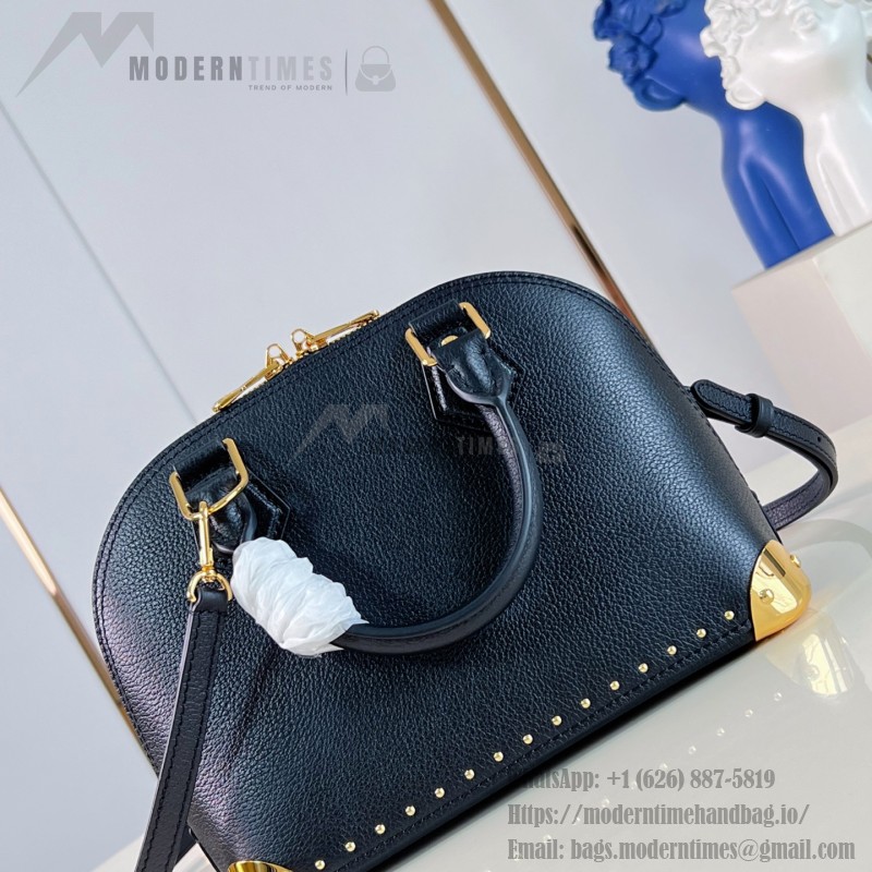 Louis Vuitton Alma Trunk BB M29445 black and M29091 brown leather handbag with padlock and chain detail