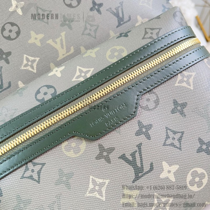 Louis Vuitton Discovery PM M29769 Monogram Surplus backpack with leather trim and front zip pocket