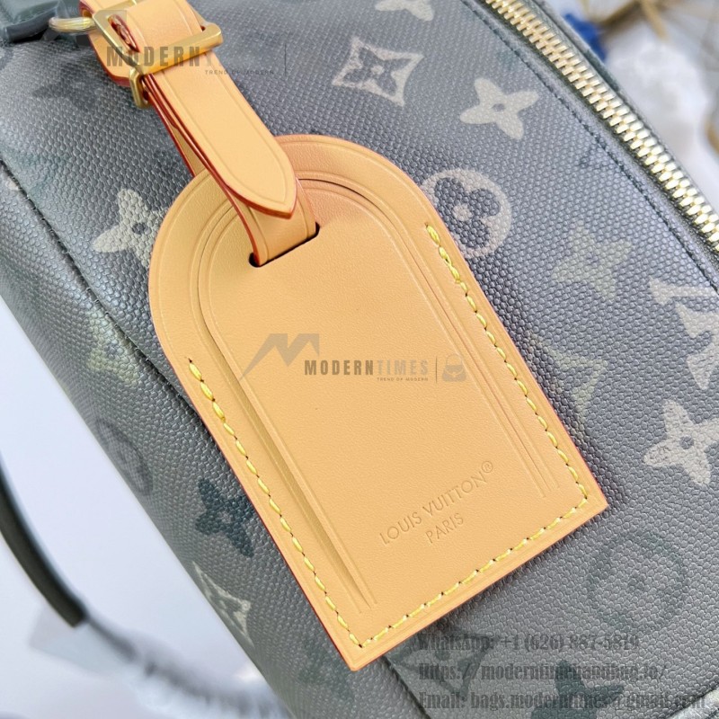 Louis Vuitton Discovery PM M29769 Monogram Surplus backpack with leather trim and front zip pocket