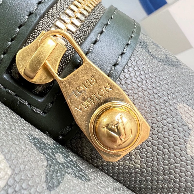 Louis Vuitton Discovery PM M29769 Monogram Surplus backpack with leather trim and front zip pocket