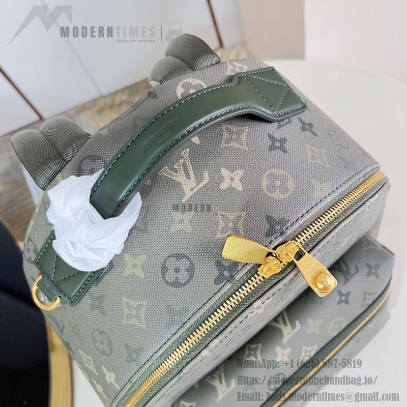 Louis Vuitton Discovery PM M29769 Monogram Surplus backpack with leather trim and front zip pocket