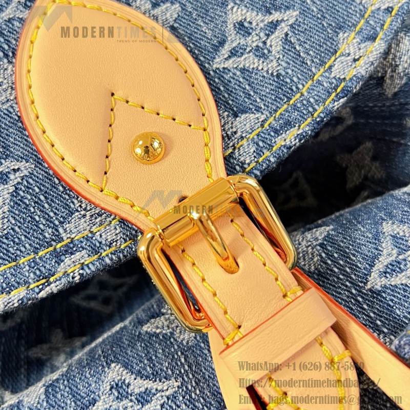 Louis Vuitton Montsouris Cargo M27330 Denim Rendez-Vous backpack with leather trim and braided charm