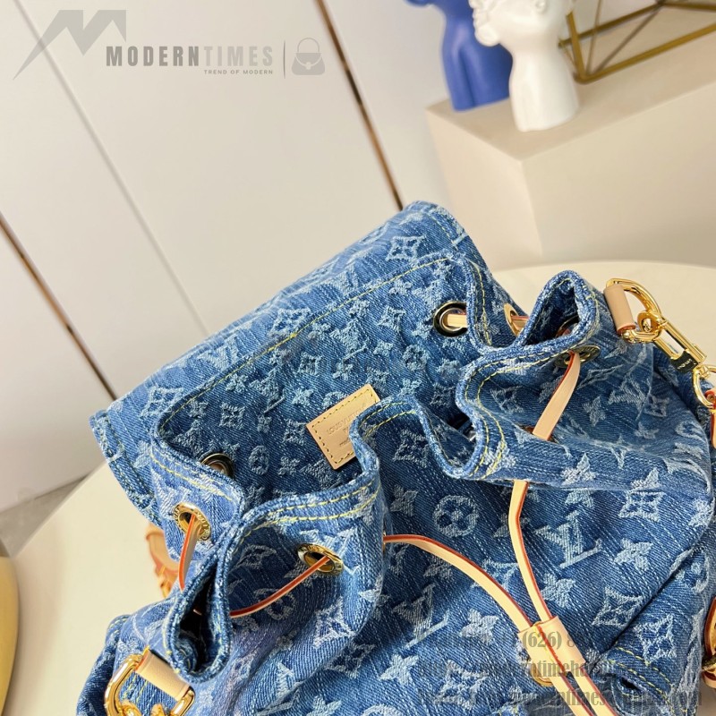 Louis Vuitton Montsouris Cargo M27330 Denim Rendez-Vous backpack with leather trim and braided charm