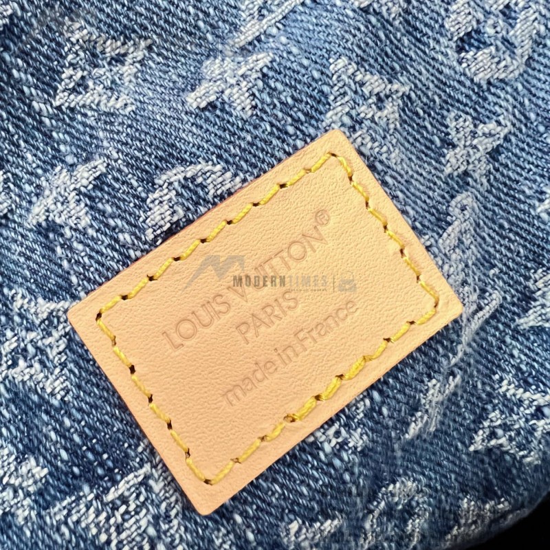 Louis Vuitton Montsouris Cargo M27330 Denim Rendez-Vous backpack with leather trim and braided charm