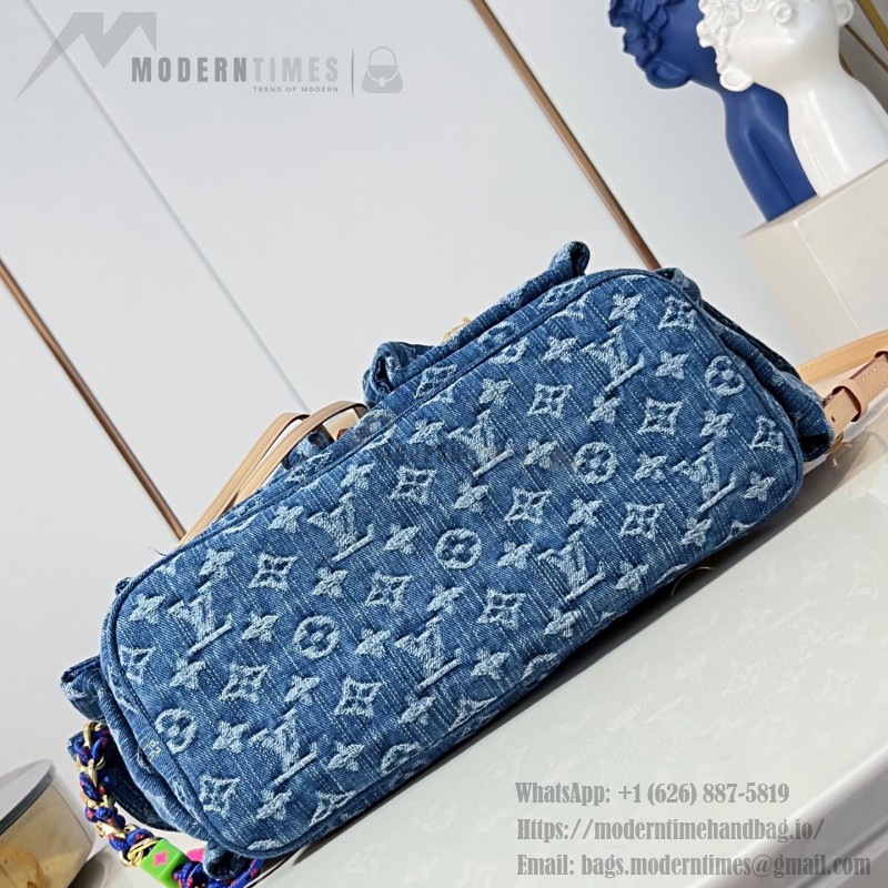 Louis Vuitton Montsouris Cargo M27330 Denim Rendez-Vous backpack with leather trim and braided charm