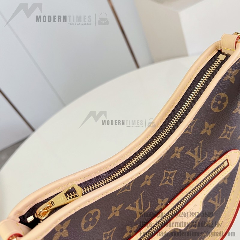  Louis Vuitton Lineup BB M28423 Monogram canvas handbag with leather trim and adjustable shoulder strap