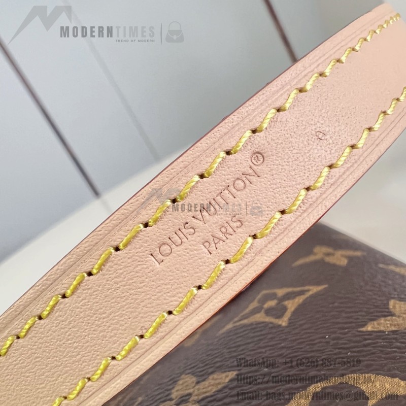  Louis Vuitton Lineup BB M28423 Monogram canvas handbag with leather trim and adjustable shoulder strap